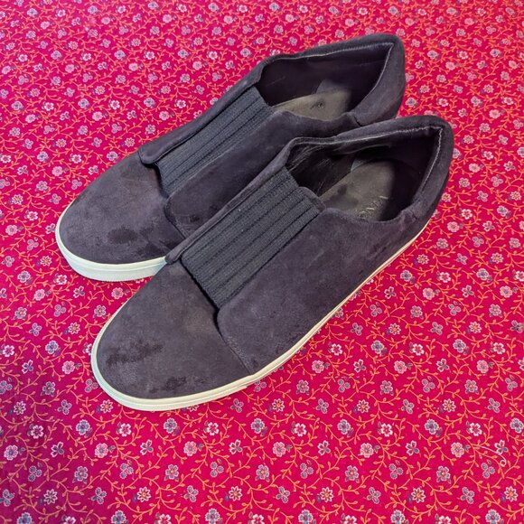 Vince Cantara Suede Sneakers Slip On Normcore Preppy Navy Blue Shoes Leather - Picture 2 of 9